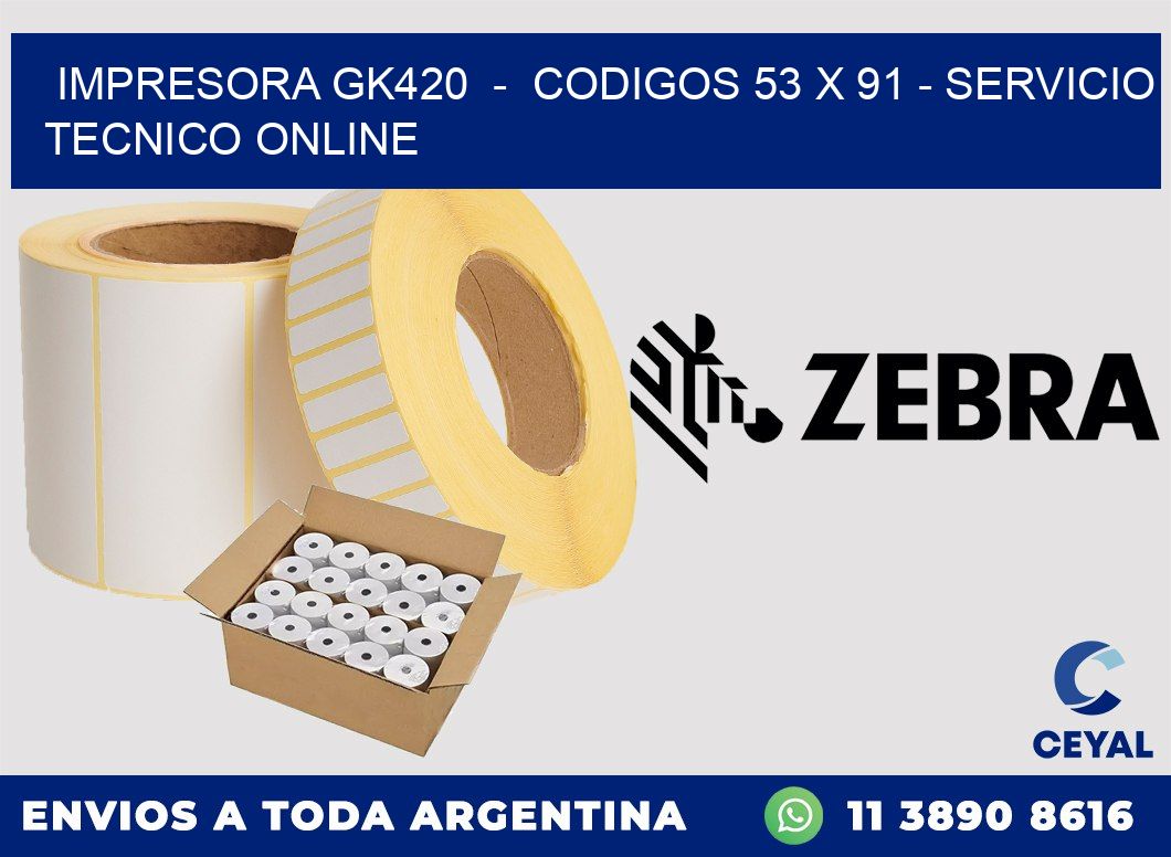 IMPRESORA GK420  -  CODIGOS 53 x 91 - SERVICIO TECNICO ONLINE