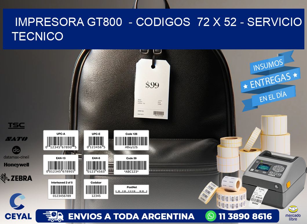 IMPRESORA GT800  – CODIGOS  72 x 52 – SERVICIO TECNICO