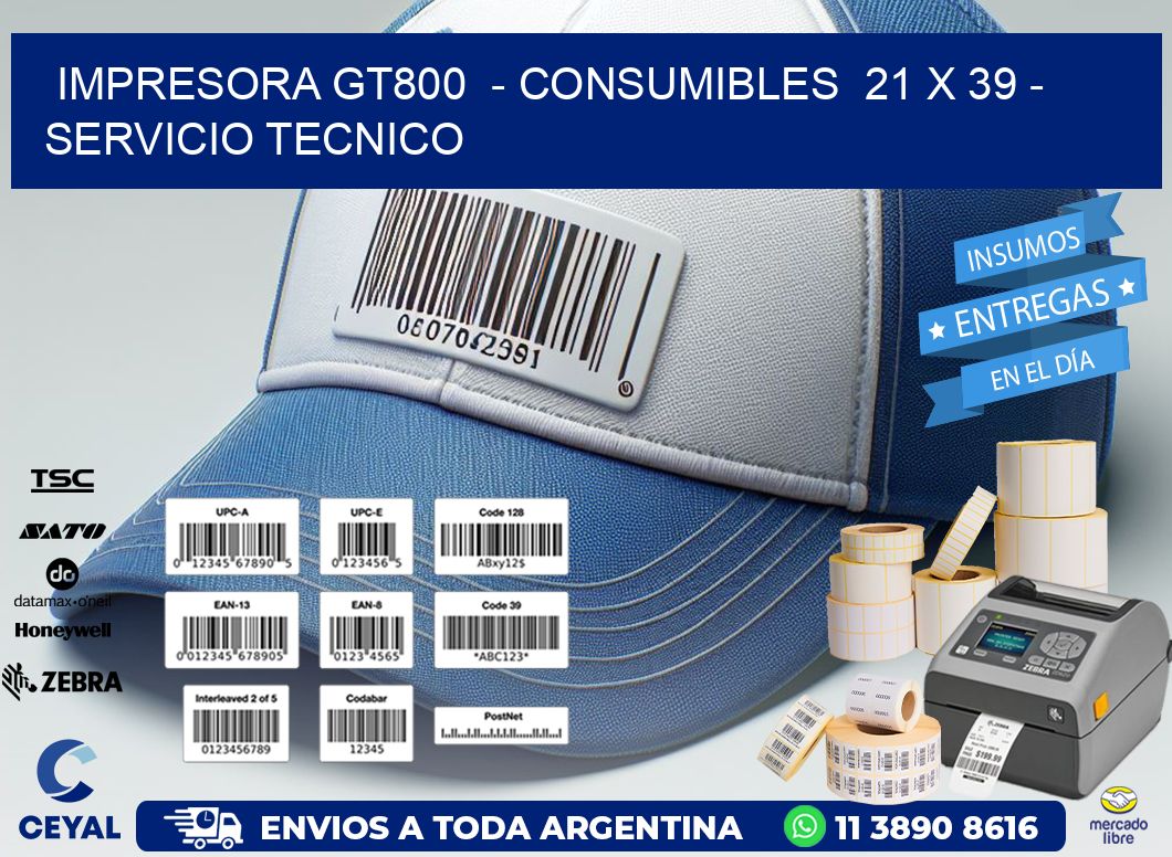 IMPRESORA GT800  – CONSUMIBLES  21 x 39 – SERVICIO TECNICO