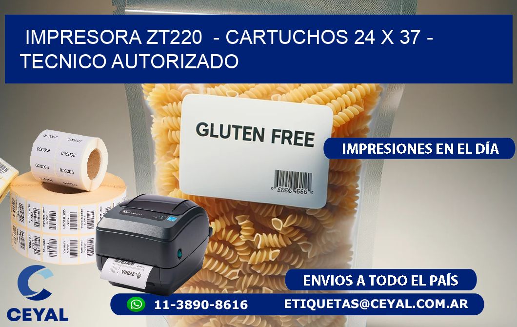 IMPRESORA ZT220  – CARTUCHOS 24 x 37 – TECNICO AUTORIZADO
