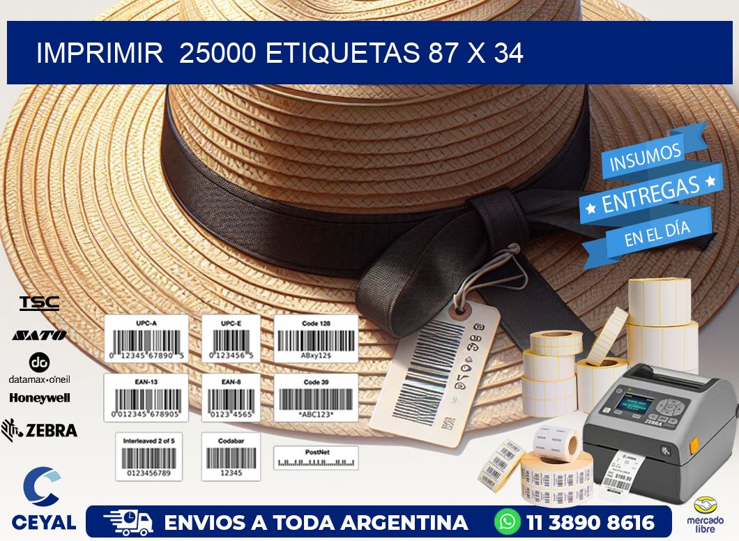 IMPRIMIR  25000 ETIQUETAS 87 x 34