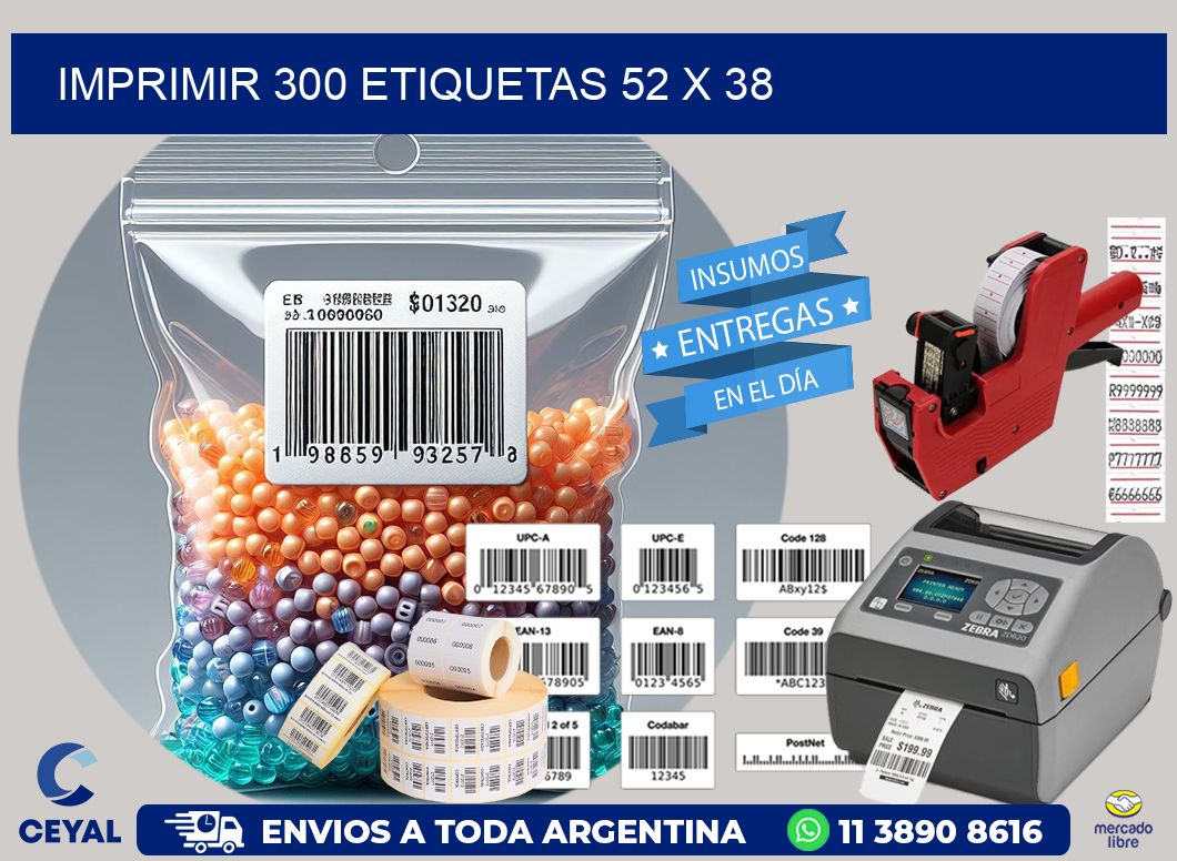 IMPRIMIR 300 ETIQUETAS 52 x 38
