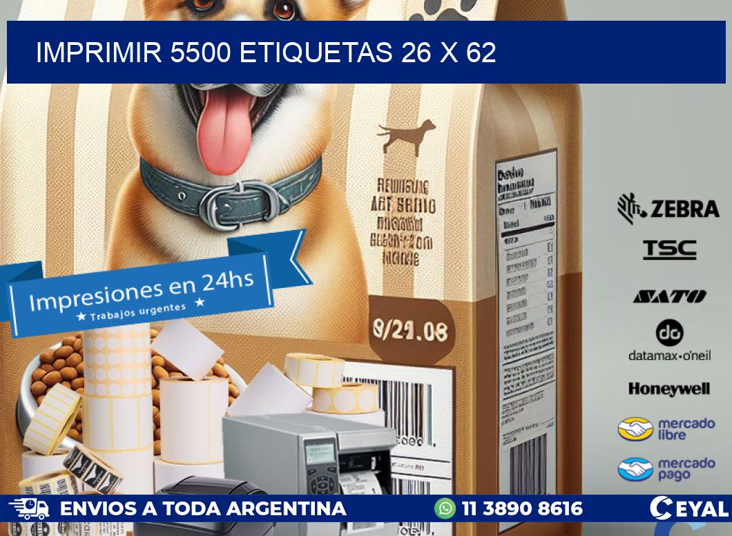 IMPRIMIR 5500 ETIQUETAS 26 x 62