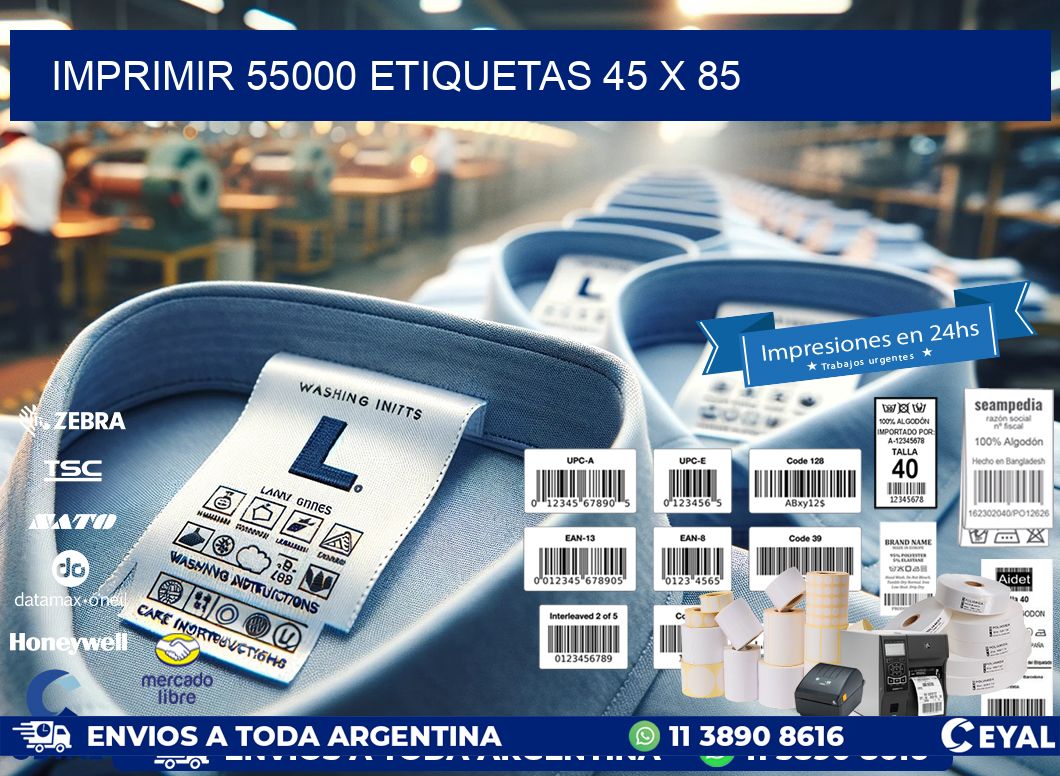 IMPRIMIR 55000 ETIQUETAS 45 x 85