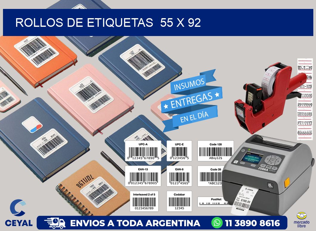 ROLLOS DE ETIQUETAS  55 x 92