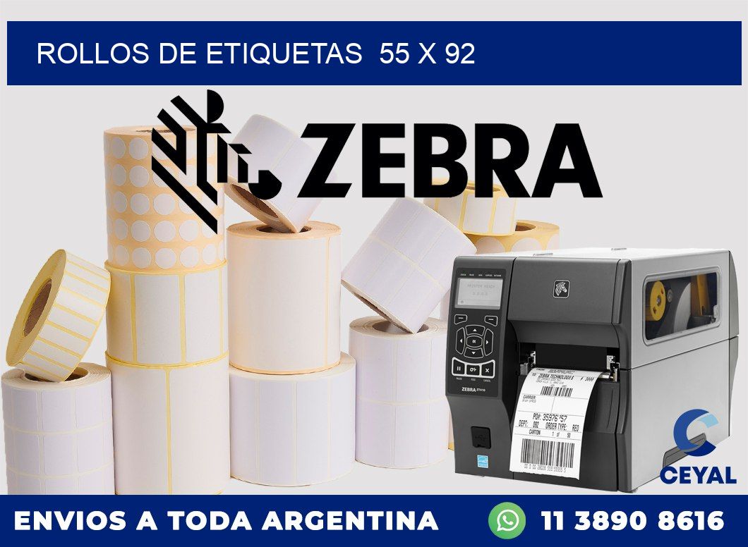 ROLLOS DE ETIQUETAS  55 x 92