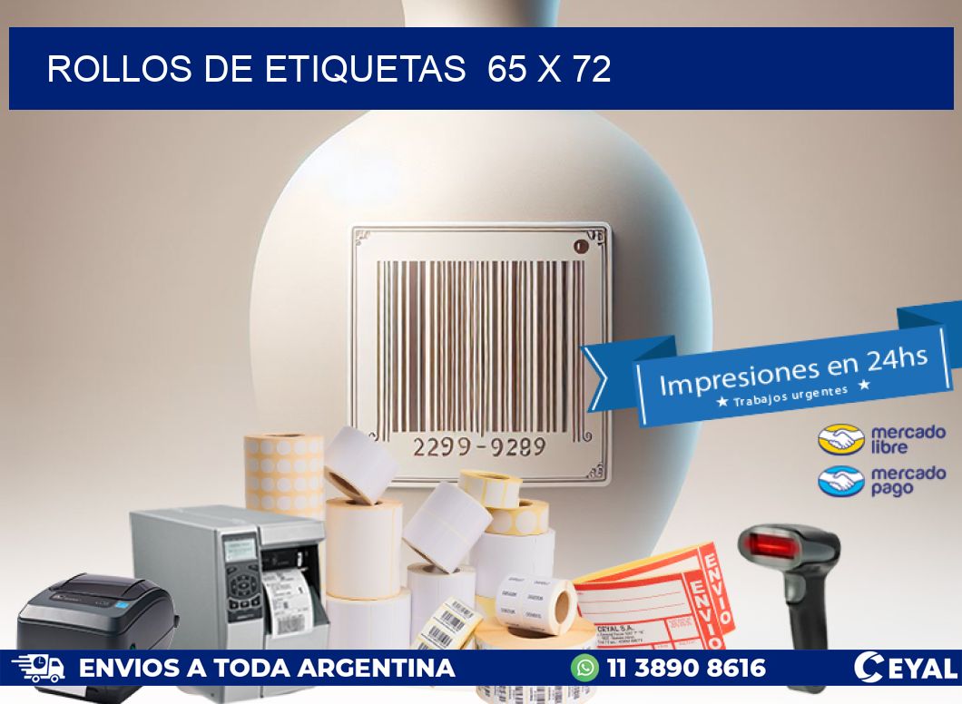 ROLLOS DE ETIQUETAS  65 x 72