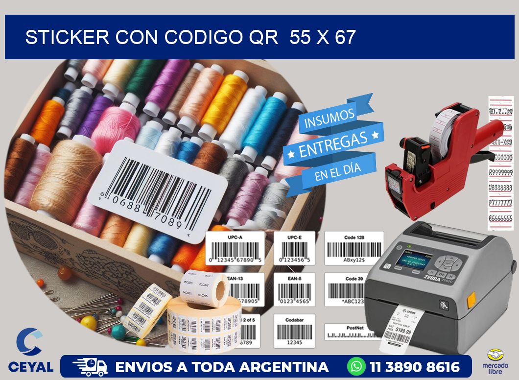 STICKER CON CODIGO QR  55 x 67