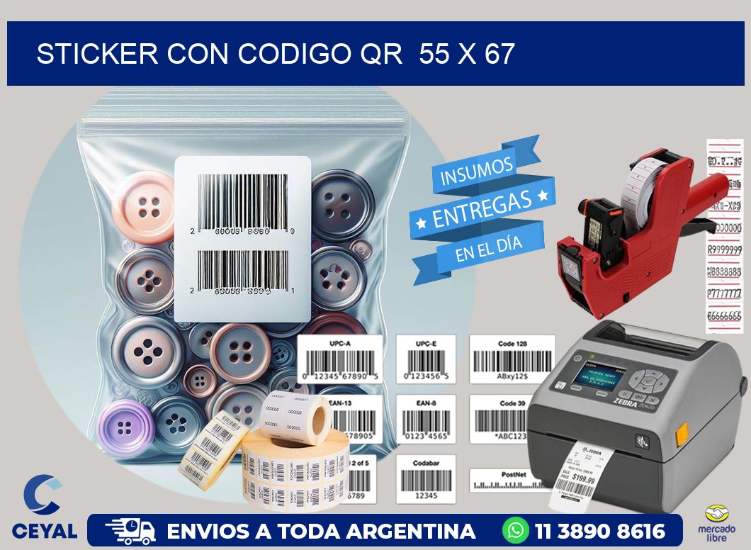 STICKER CON CODIGO QR  55 x 67