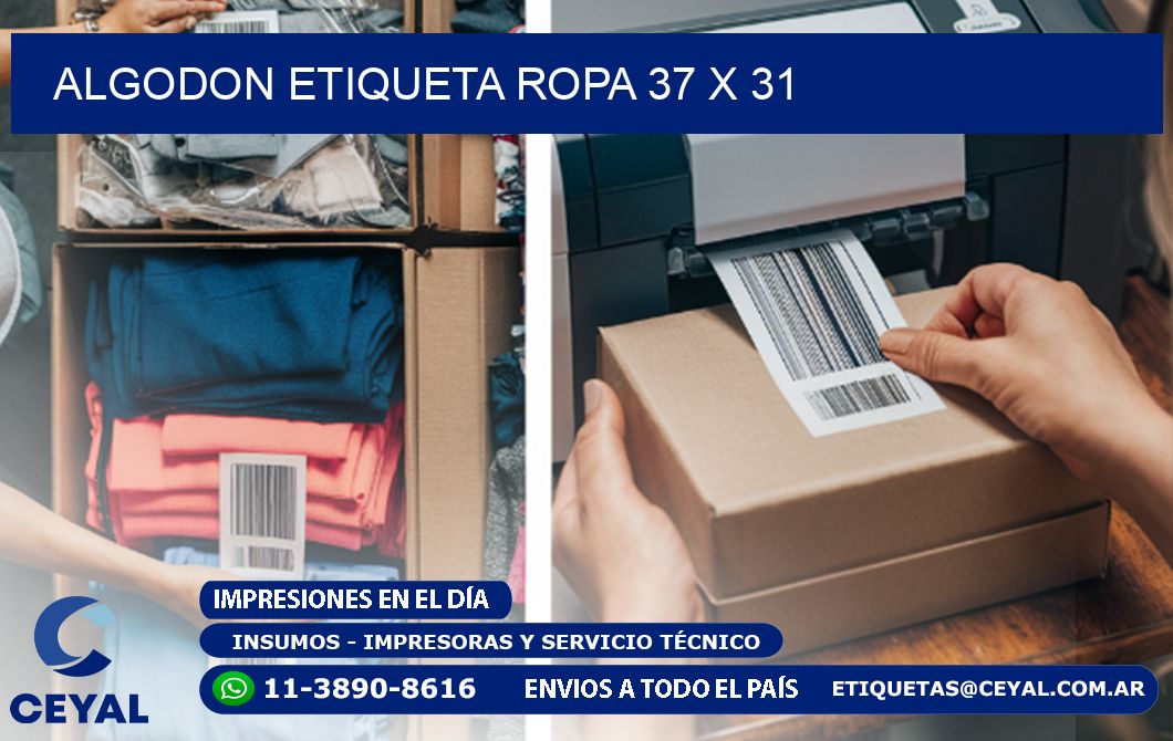ALGODON ETIQUETA ROPA 37 x 31