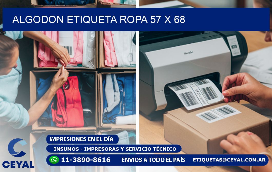 ALGODON ETIQUETA ROPA 57 x 68