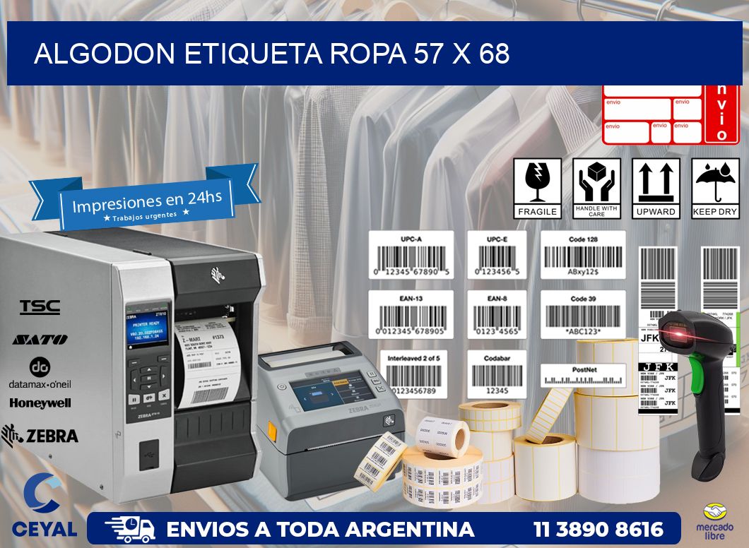 ALGODON ETIQUETA ROPA 57 x 68