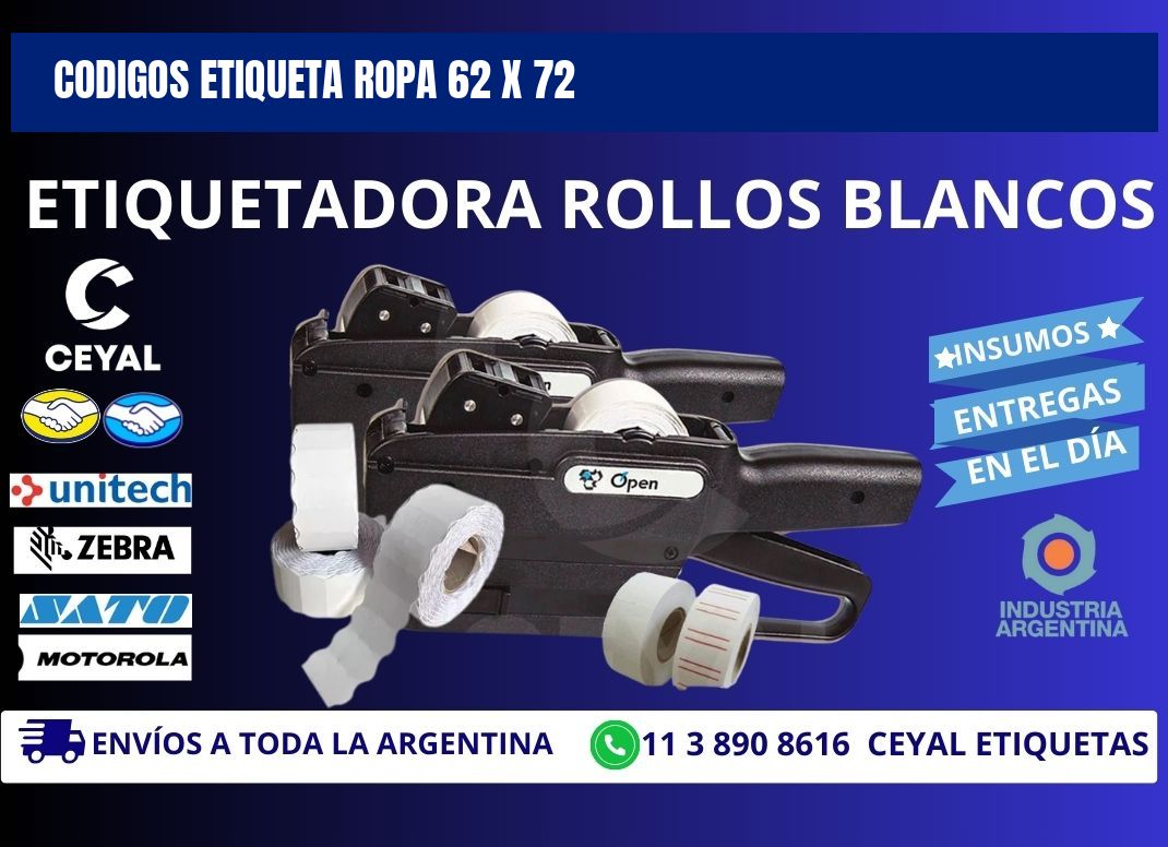 CODIGOS ETIQUETA ROPA 62 x 72