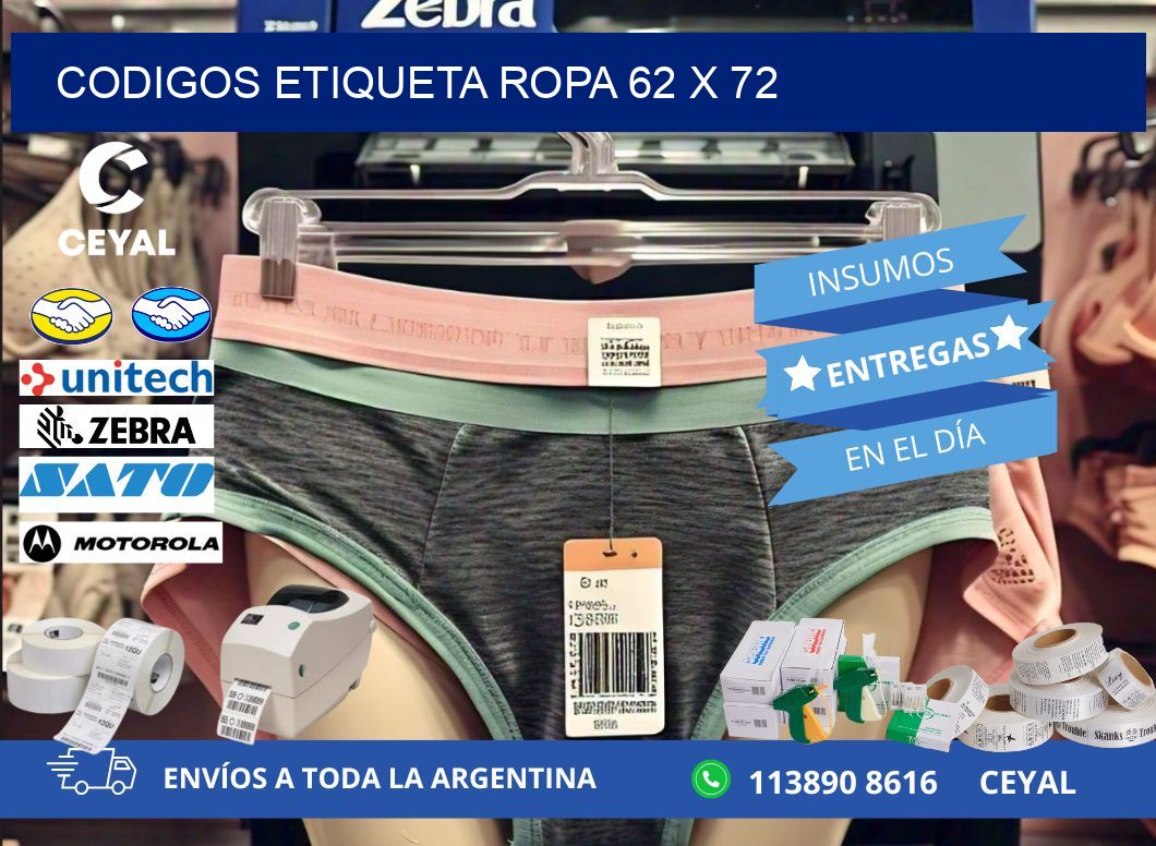 CODIGOS ETIQUETA ROPA 62 x 72