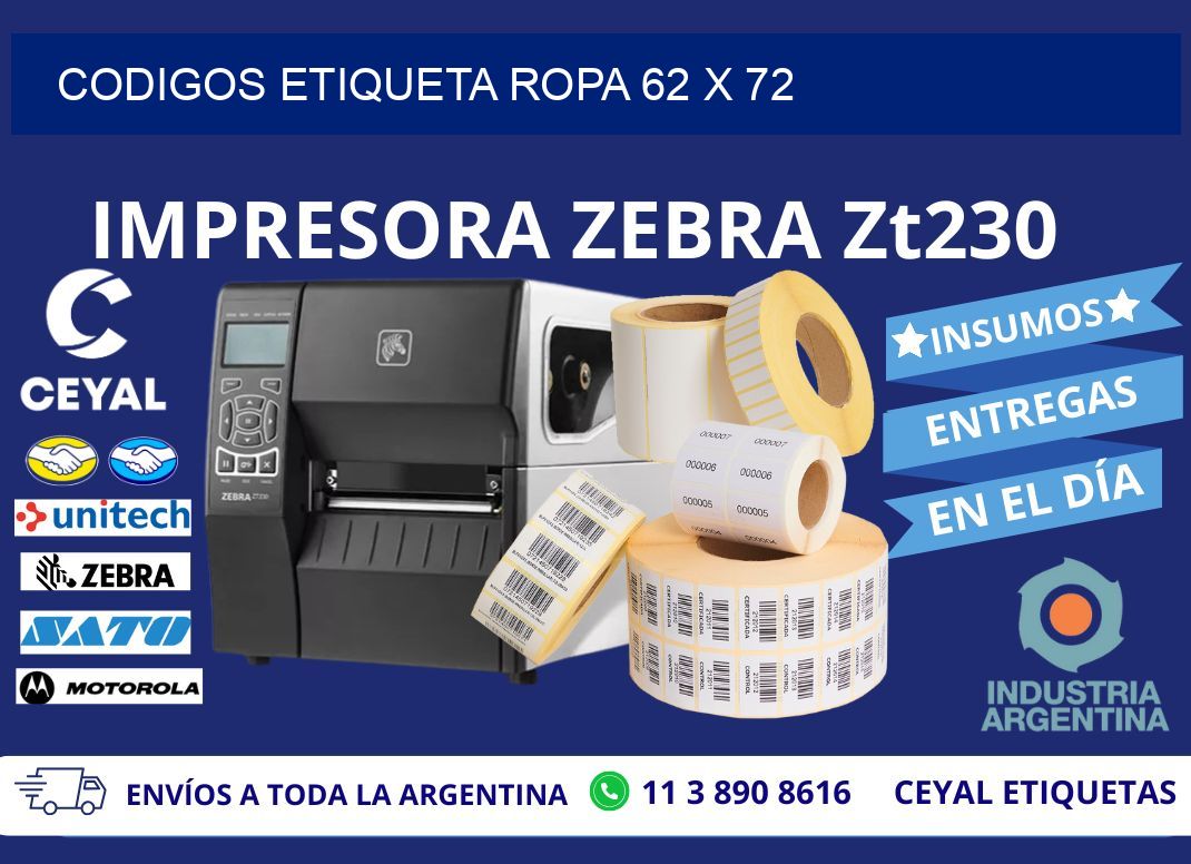 CODIGOS ETIQUETA ROPA 62 x 72