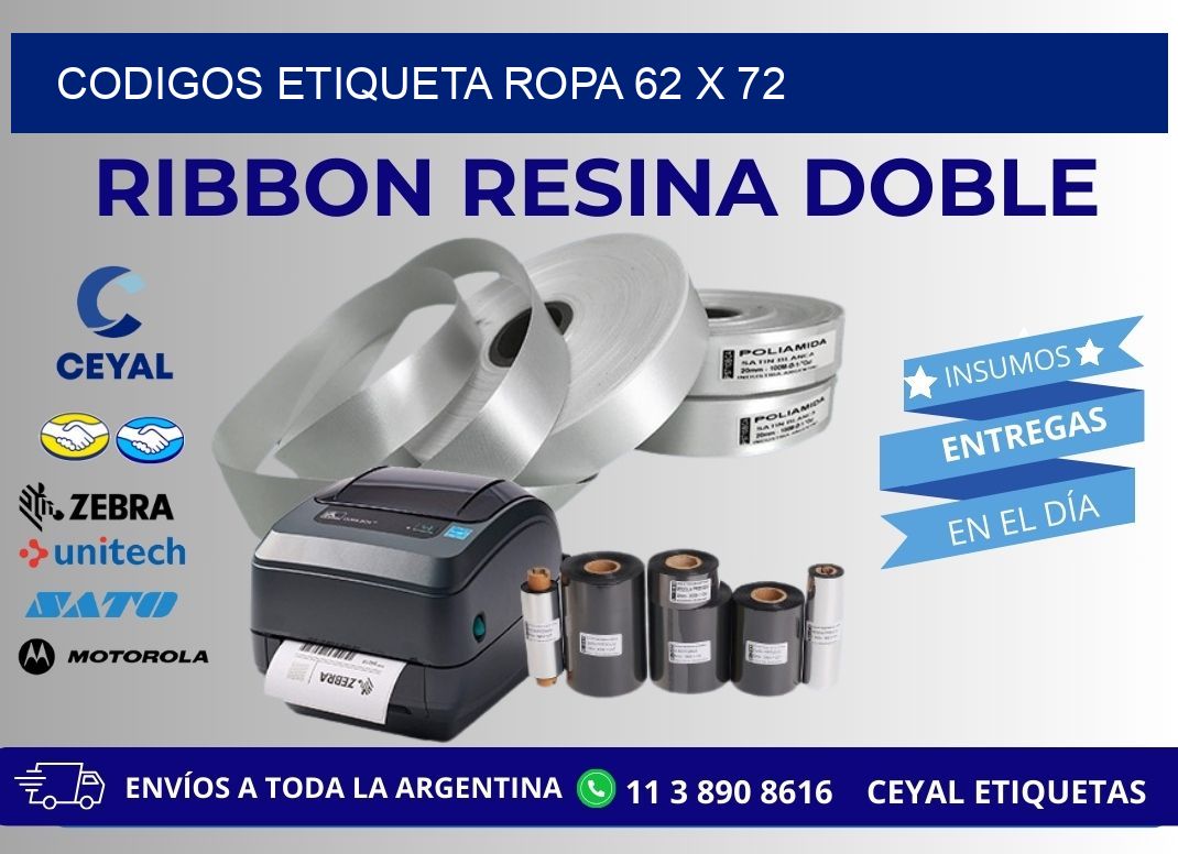 CODIGOS ETIQUETA ROPA 62 x 72