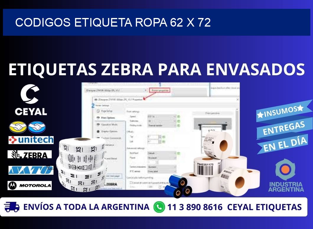 CODIGOS ETIQUETA ROPA 62 x 72