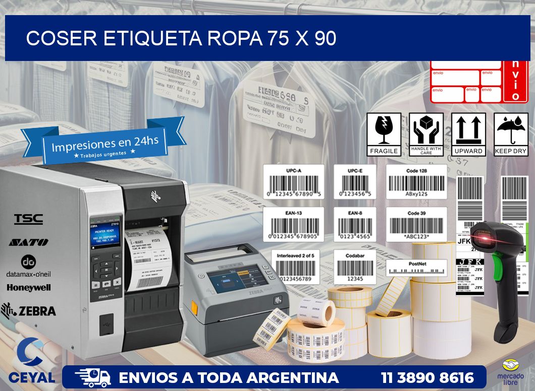 COSER ETIQUETA ROPA 75 x 90