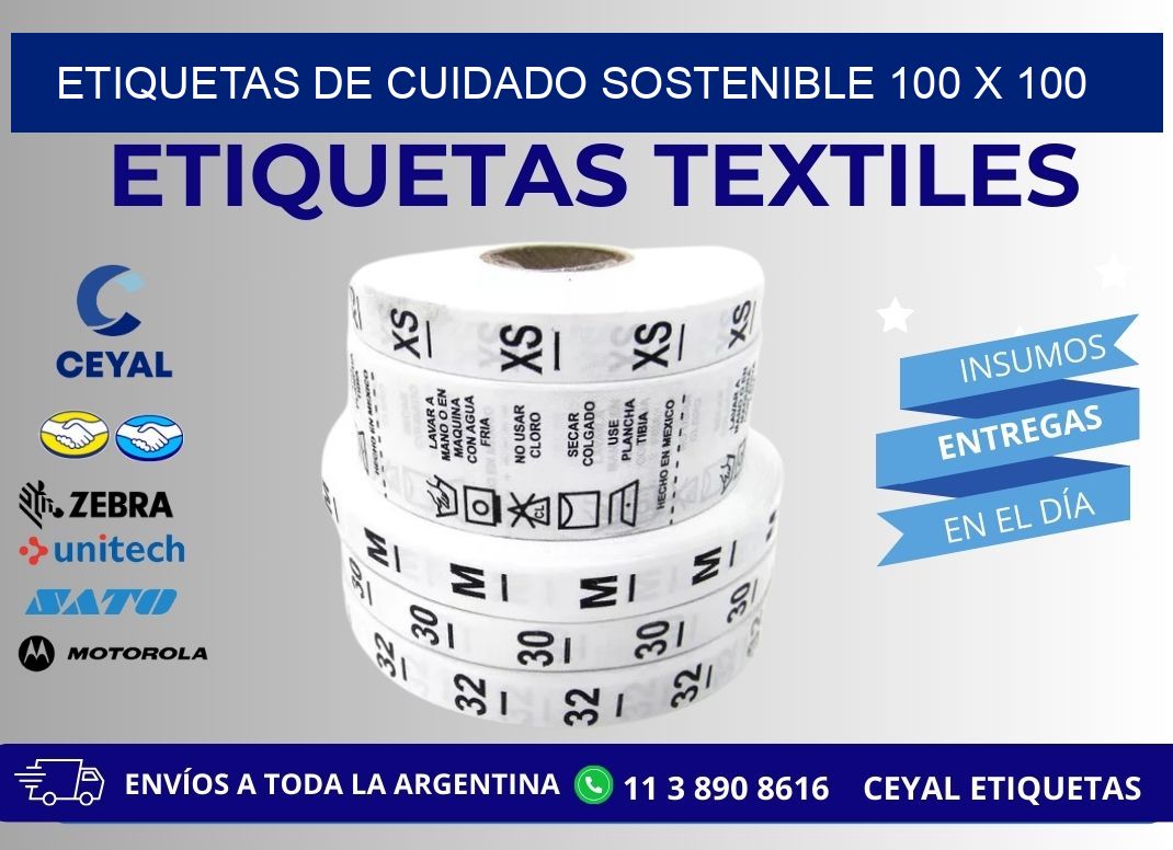 ETIQUETAS DE CUIDADO SOSTENIBLE 100 x 100