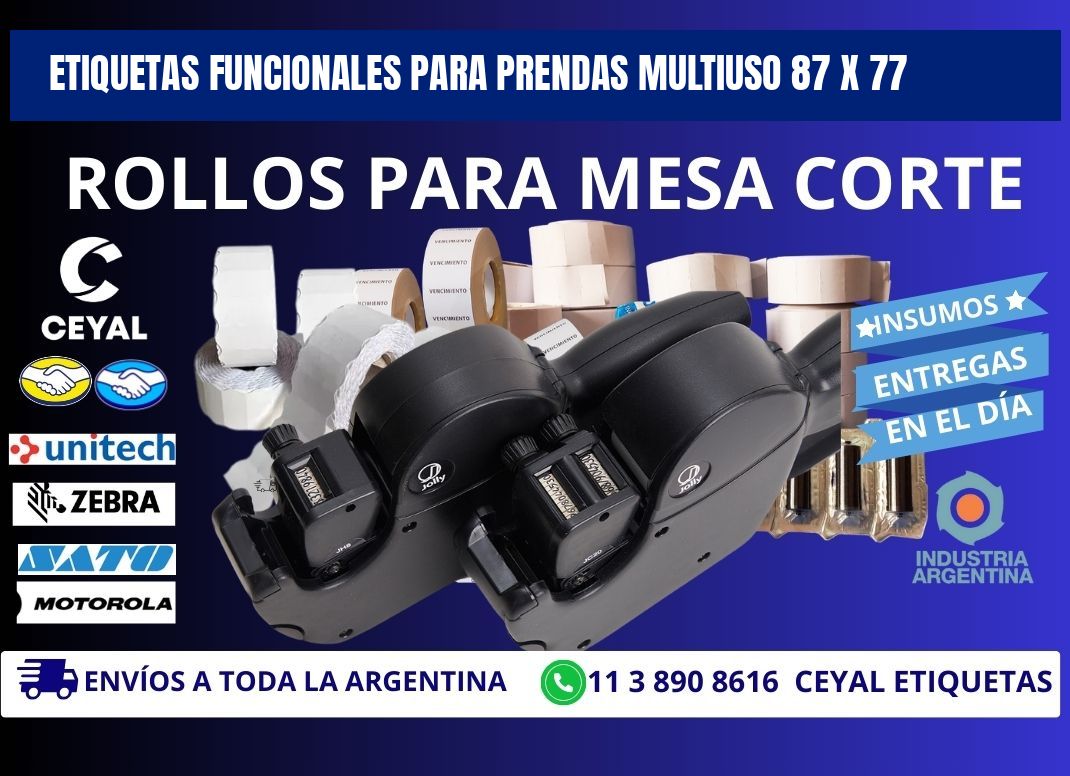 ETIQUETAS FUNCIONALES PARA PRENDAS MULTIUSO 87 x 77