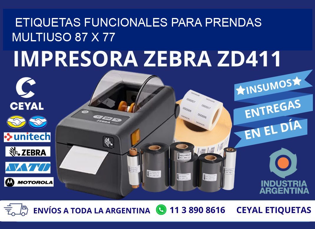 ETIQUETAS FUNCIONALES PARA PRENDAS MULTIUSO 87 x 77