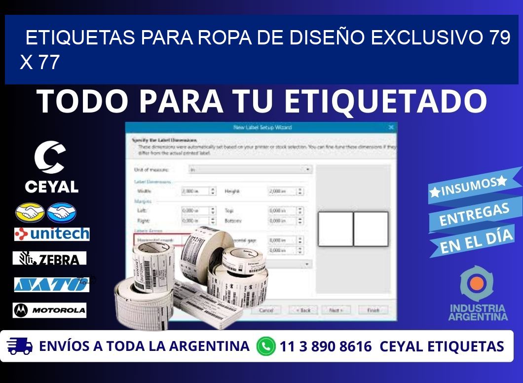 ETIQUETAS PARA ROPA DE DISEÑO EXCLUSIVO 79 x 77