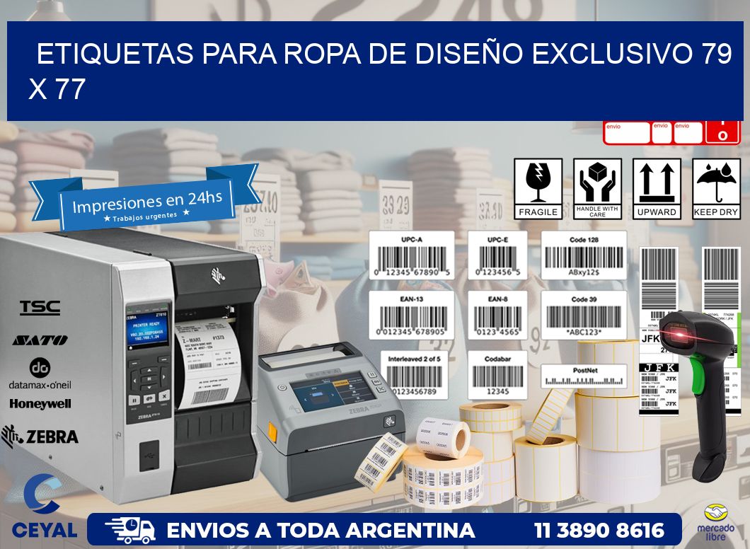 ETIQUETAS PARA ROPA DE DISEÑO EXCLUSIVO 79 x 77