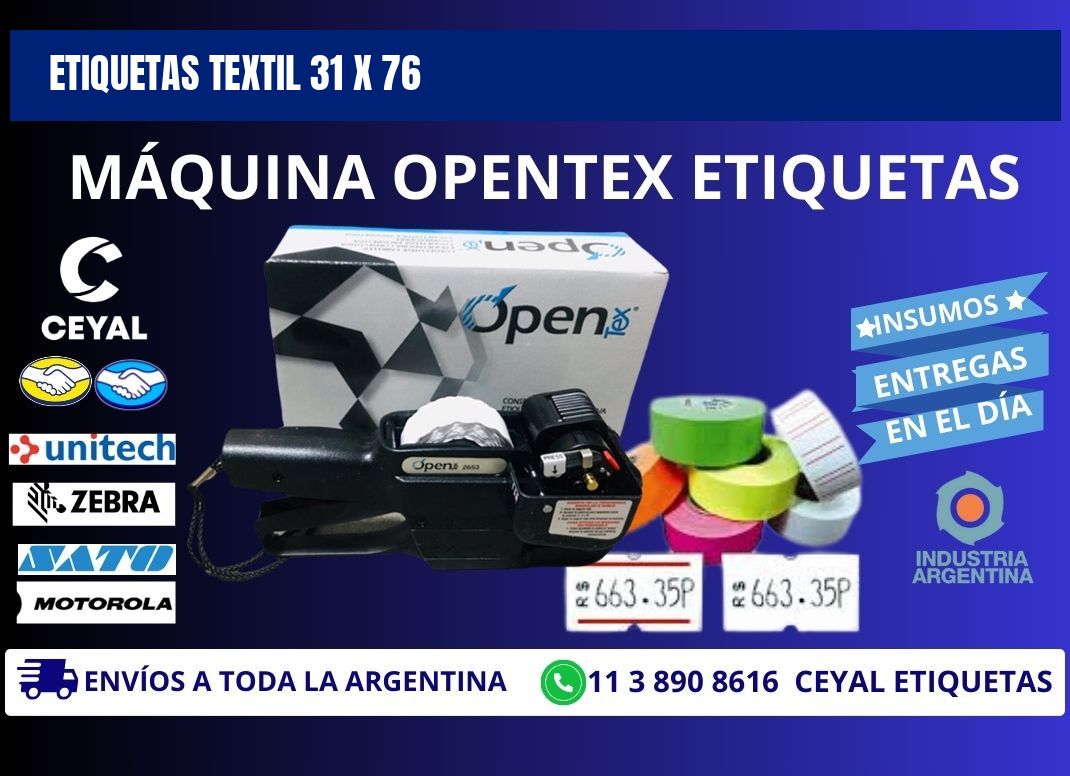 ETIQUETAS TEXTIL 31 x 76