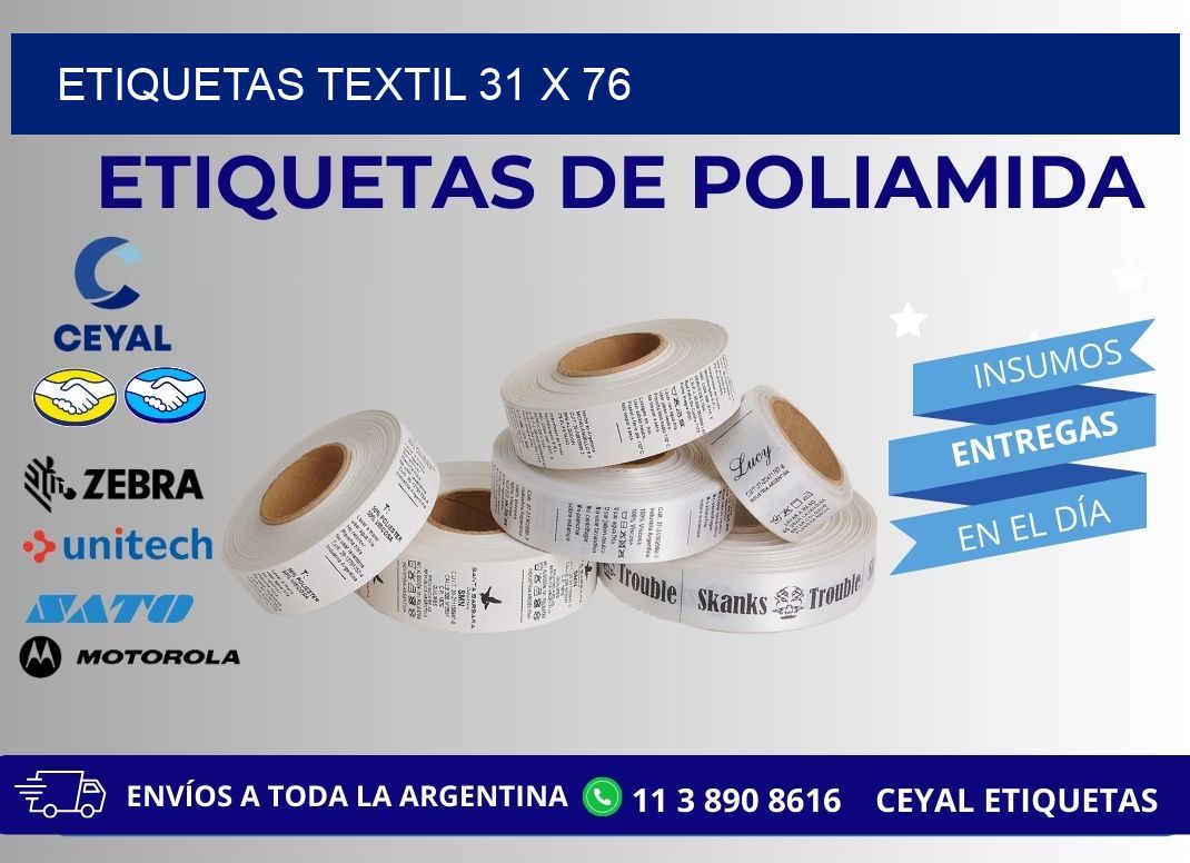 ETIQUETAS TEXTIL 31 x 76