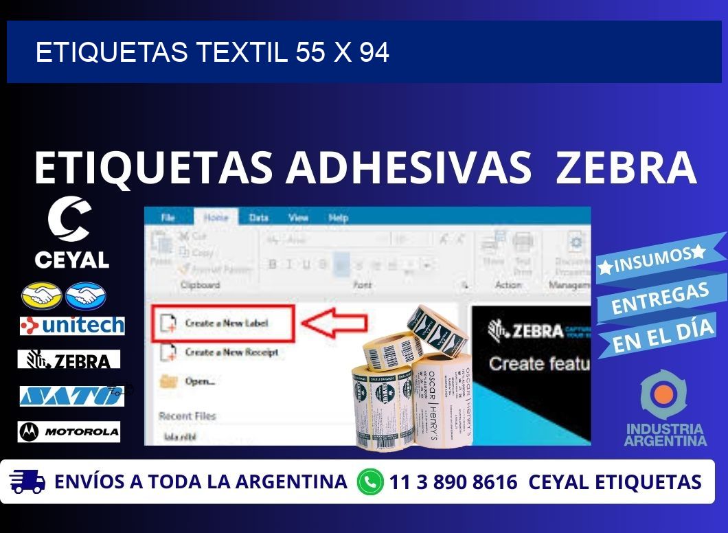 ETIQUETAS TEXTIL 55 x 94