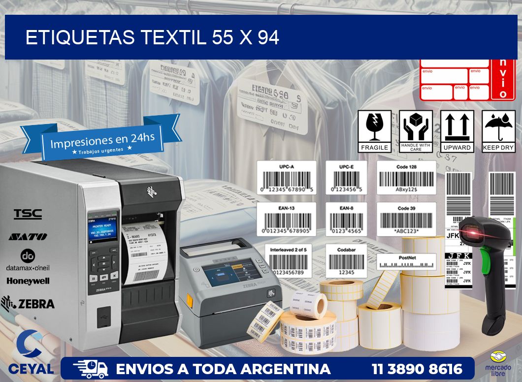 ETIQUETAS TEXTIL 55 x 94
