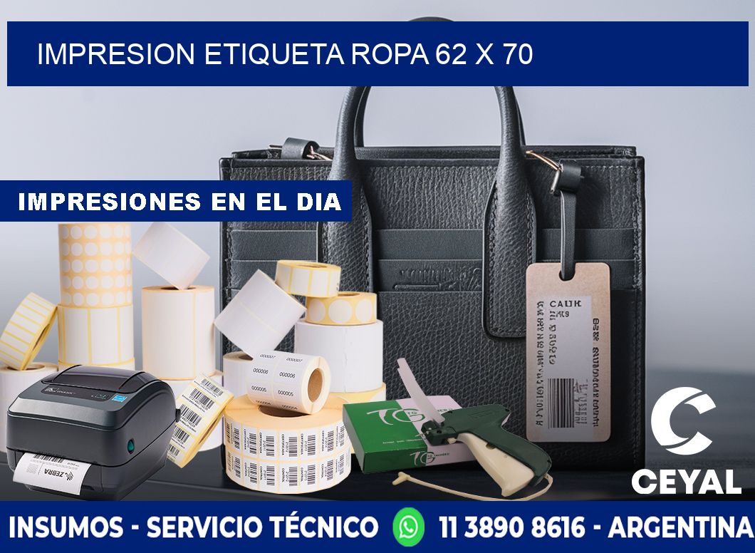IMPRESION ETIQUETA ROPA 62 x 70