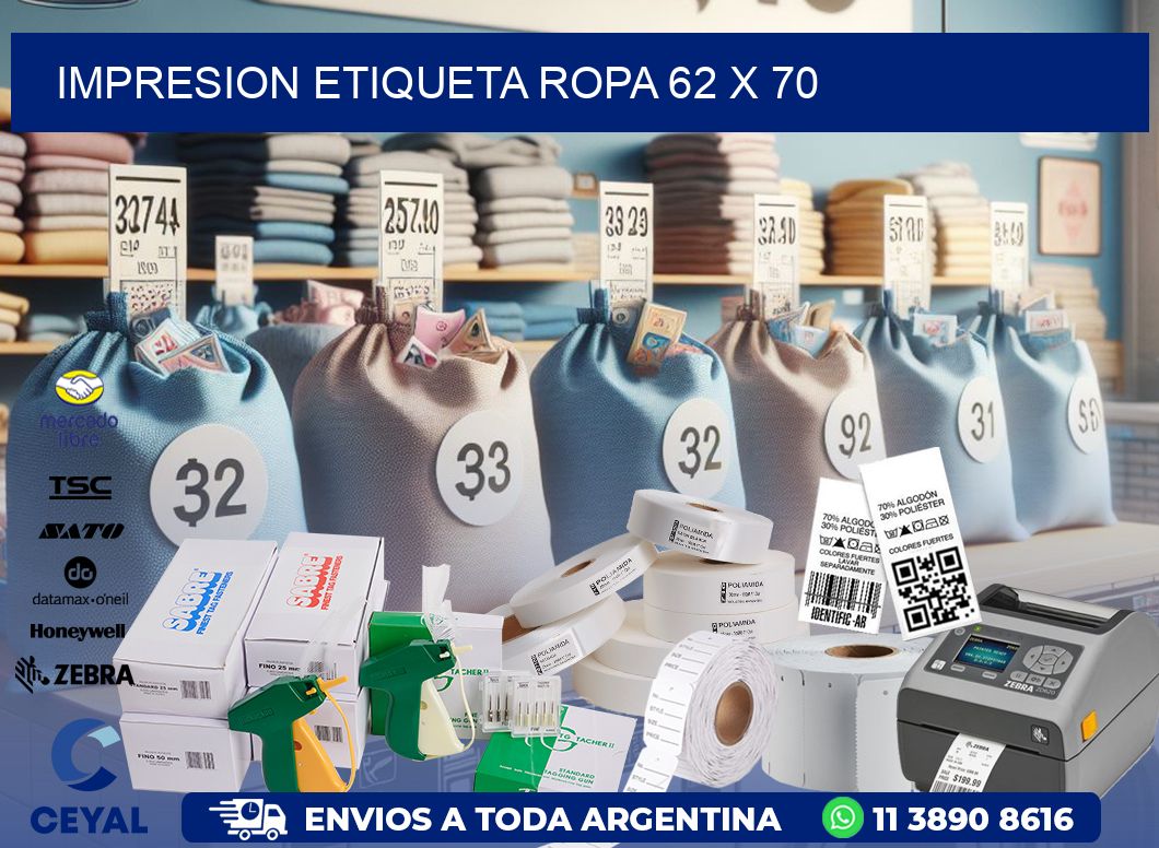 IMPRESION ETIQUETA ROPA 62 x 70