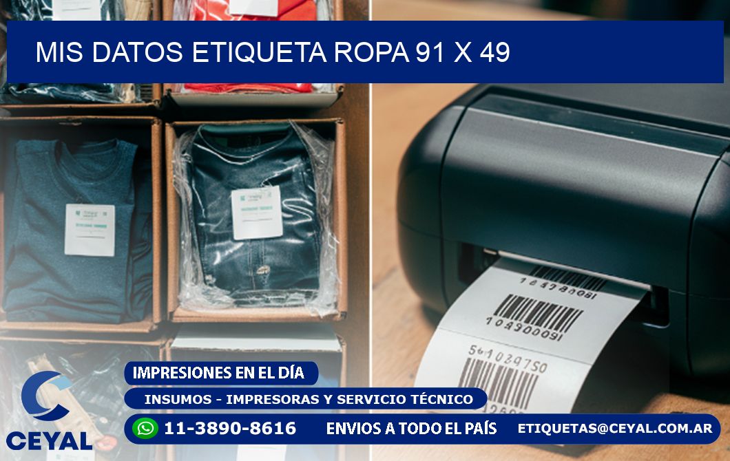 MIS DATOS ETIQUETA ROPA 91 x 49