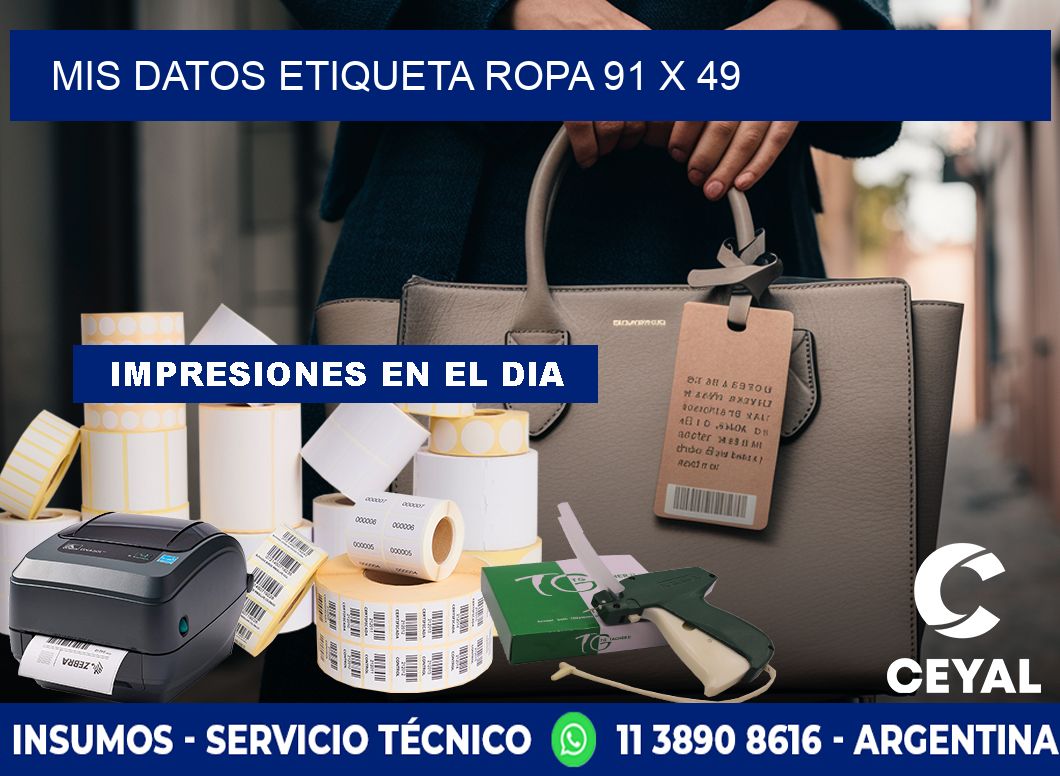 MIS DATOS ETIQUETA ROPA 91 x 49