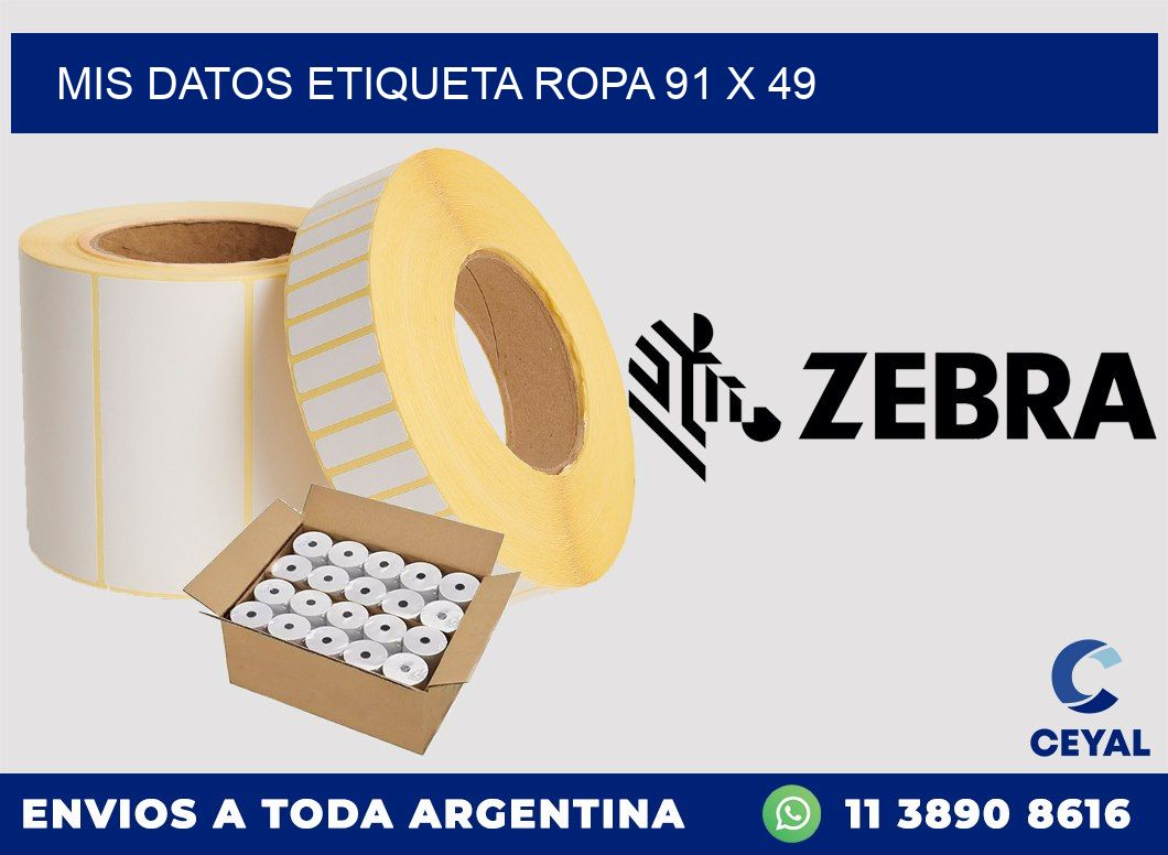 MIS DATOS ETIQUETA ROPA 91 x 49