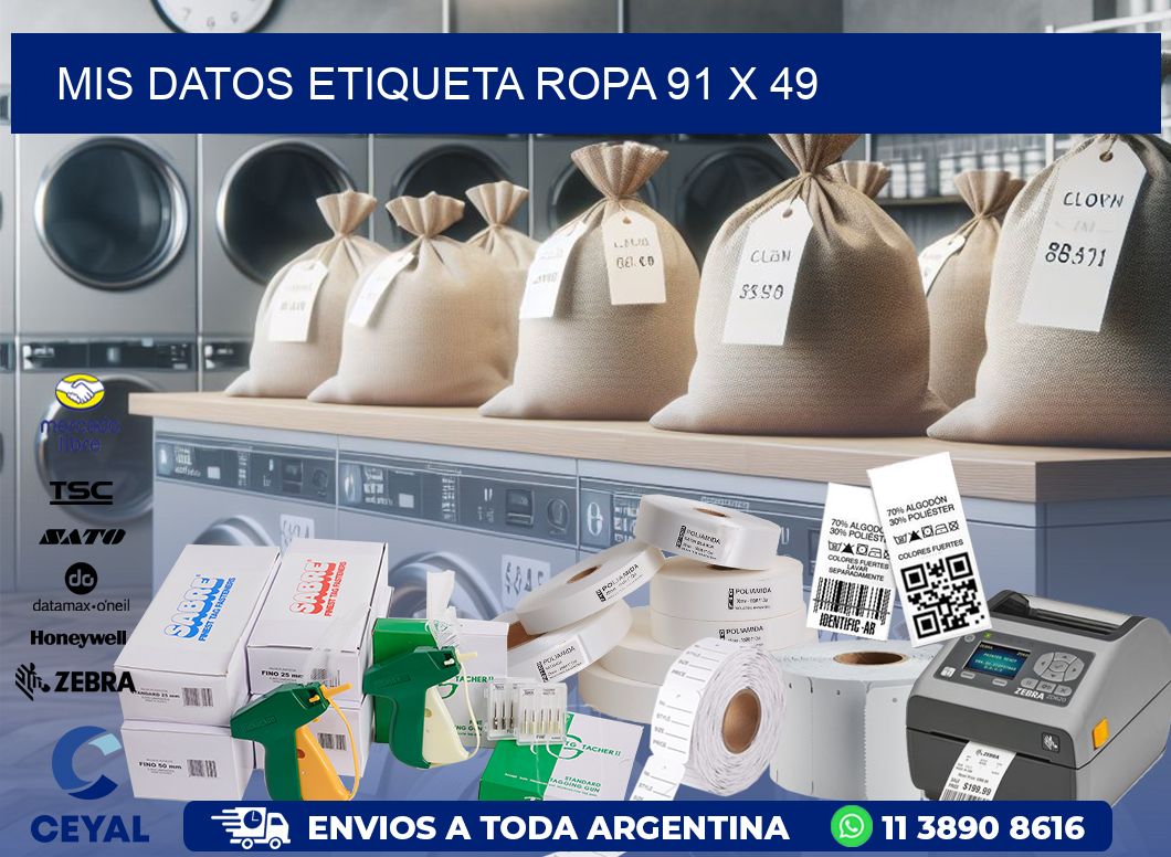 MIS DATOS ETIQUETA ROPA 91 x 49