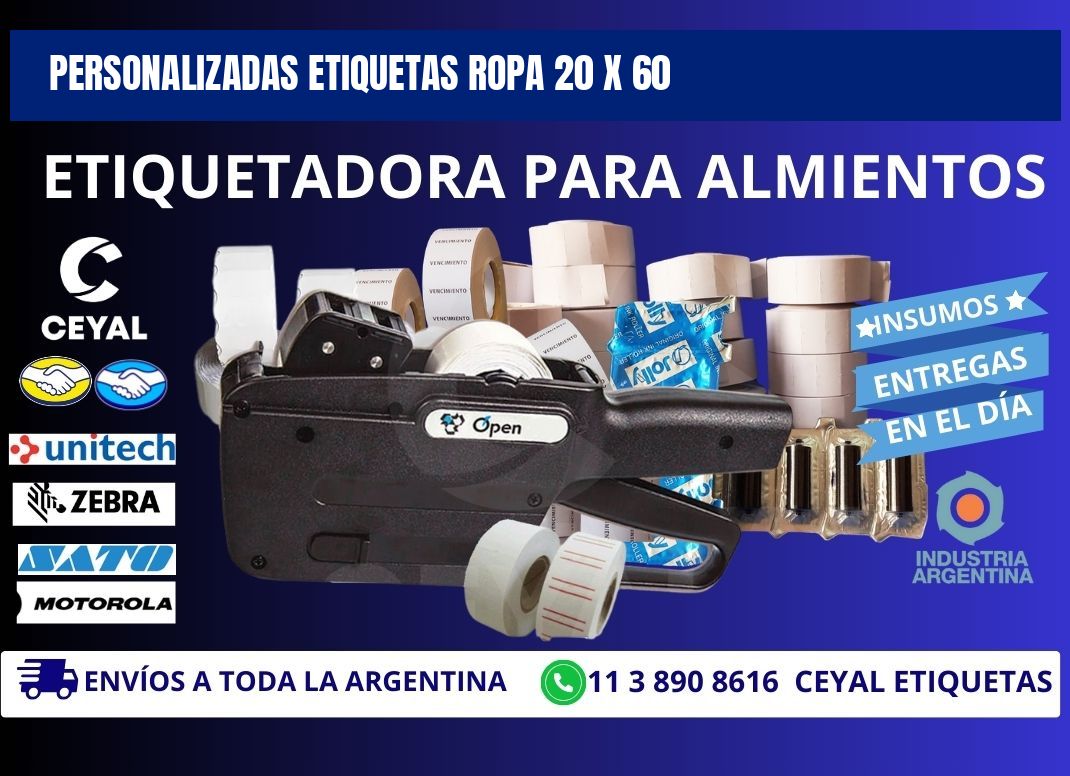 PERSONALIZADAS ETIQUETAS ROPA 20 x 60