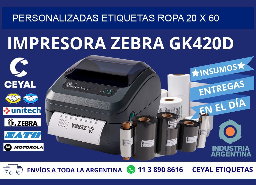 PERSONALIZADAS ETIQUETAS ROPA 20 x 60