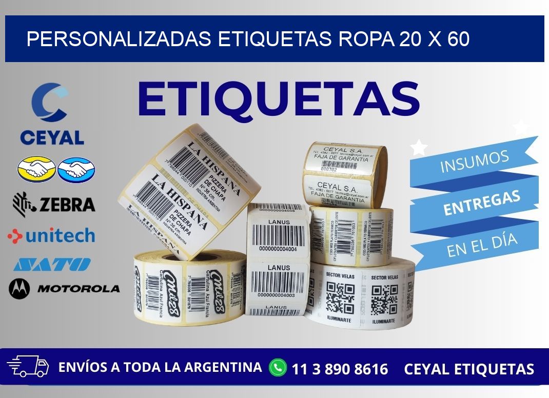 PERSONALIZADAS ETIQUETAS ROPA 20 x 60