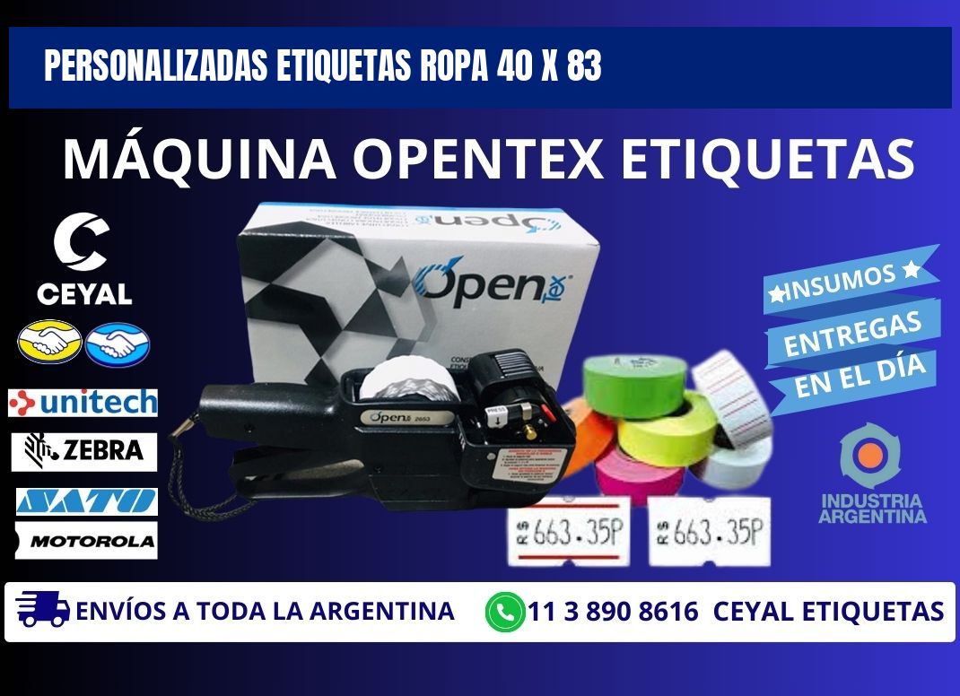 PERSONALIZADAS ETIQUETAS ROPA 40 x 83