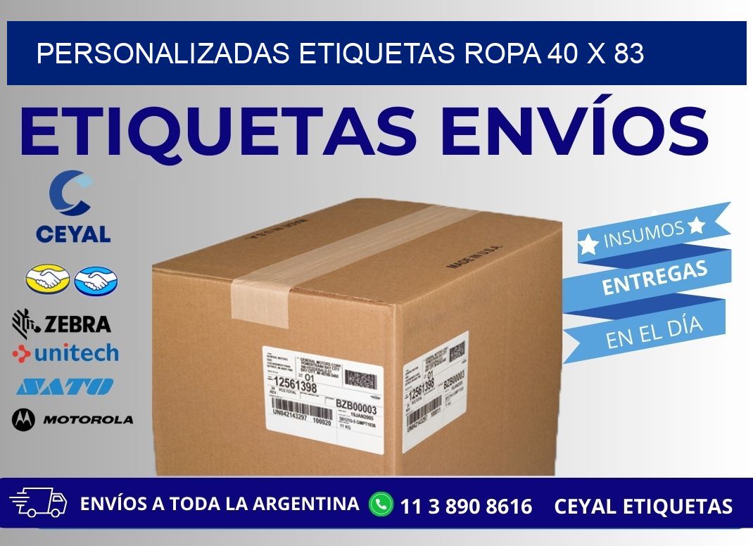 PERSONALIZADAS ETIQUETAS ROPA 40 x 83