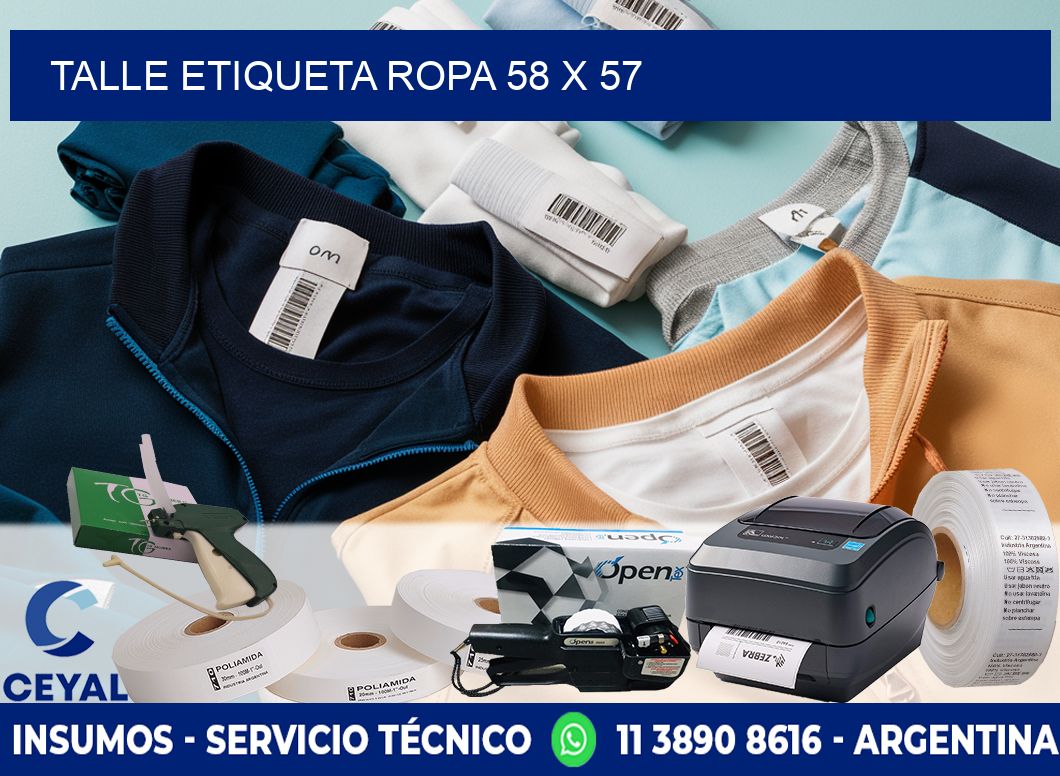 TALLE ETIQUETA ROPA 58 x 57