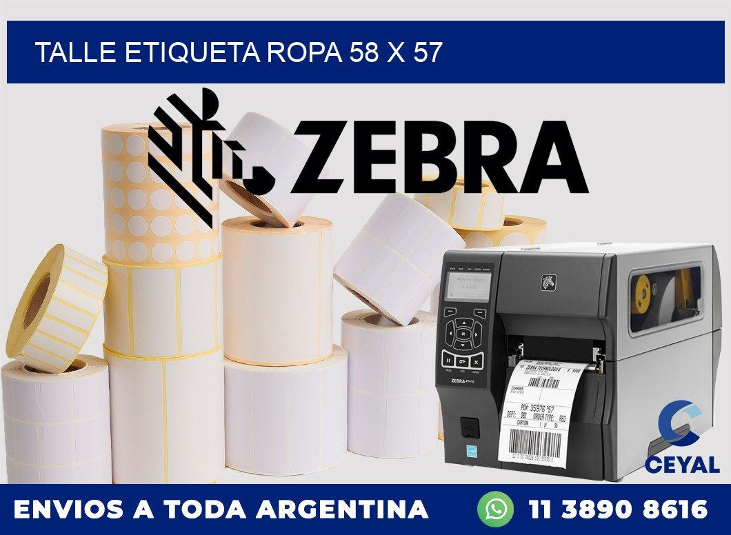 TALLE ETIQUETA ROPA 58 x 57