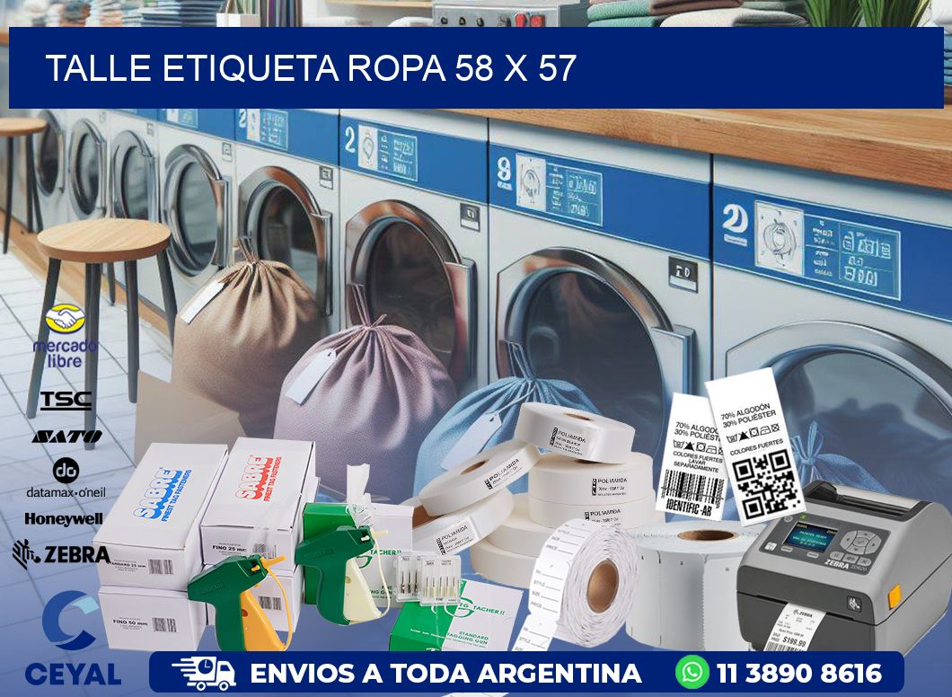 TALLE ETIQUETA ROPA 58 x 57