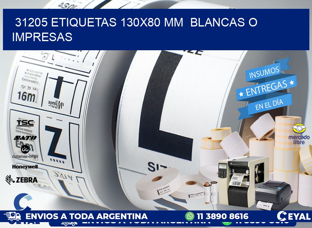 31205 ETIQUETAS 130x80 mm  BLANCAS O IMPRESAS