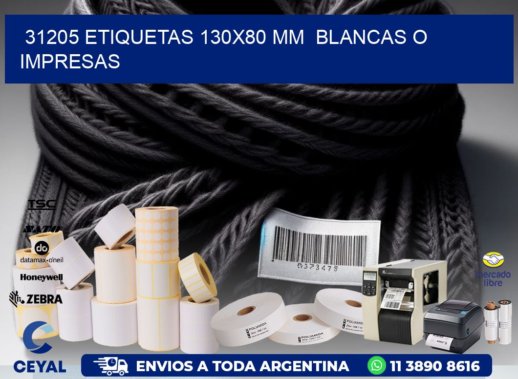 31205 ETIQUETAS 130x80 mm  BLANCAS O IMPRESAS
