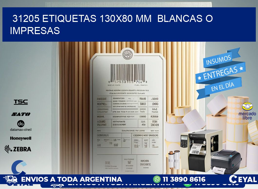 31205 ETIQUETAS 130x80 mm  BLANCAS O IMPRESAS