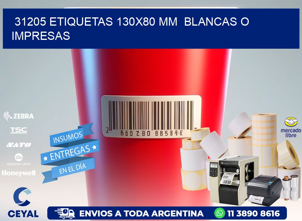 31205 ETIQUETAS 130x80 mm  BLANCAS O IMPRESAS