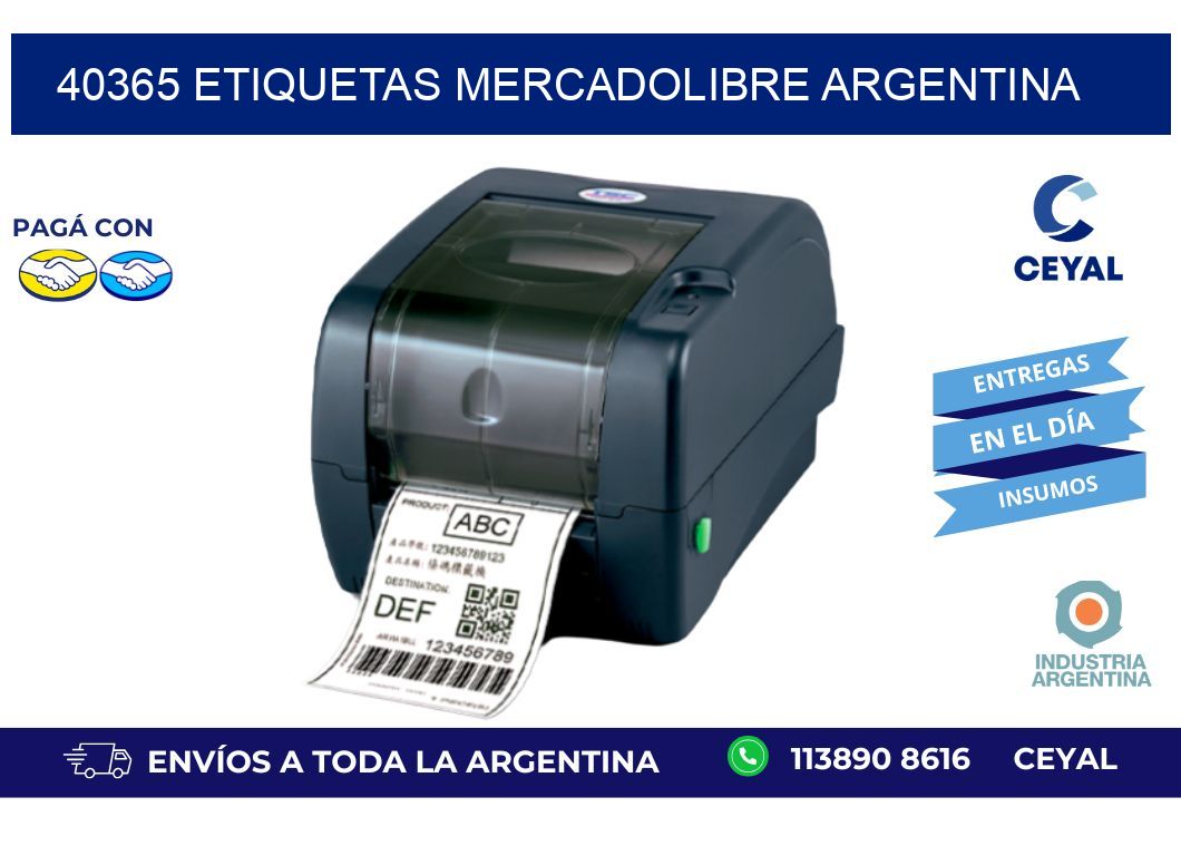 40365 ETIQUETAS MERCADOLIBRE ARGENTINA
